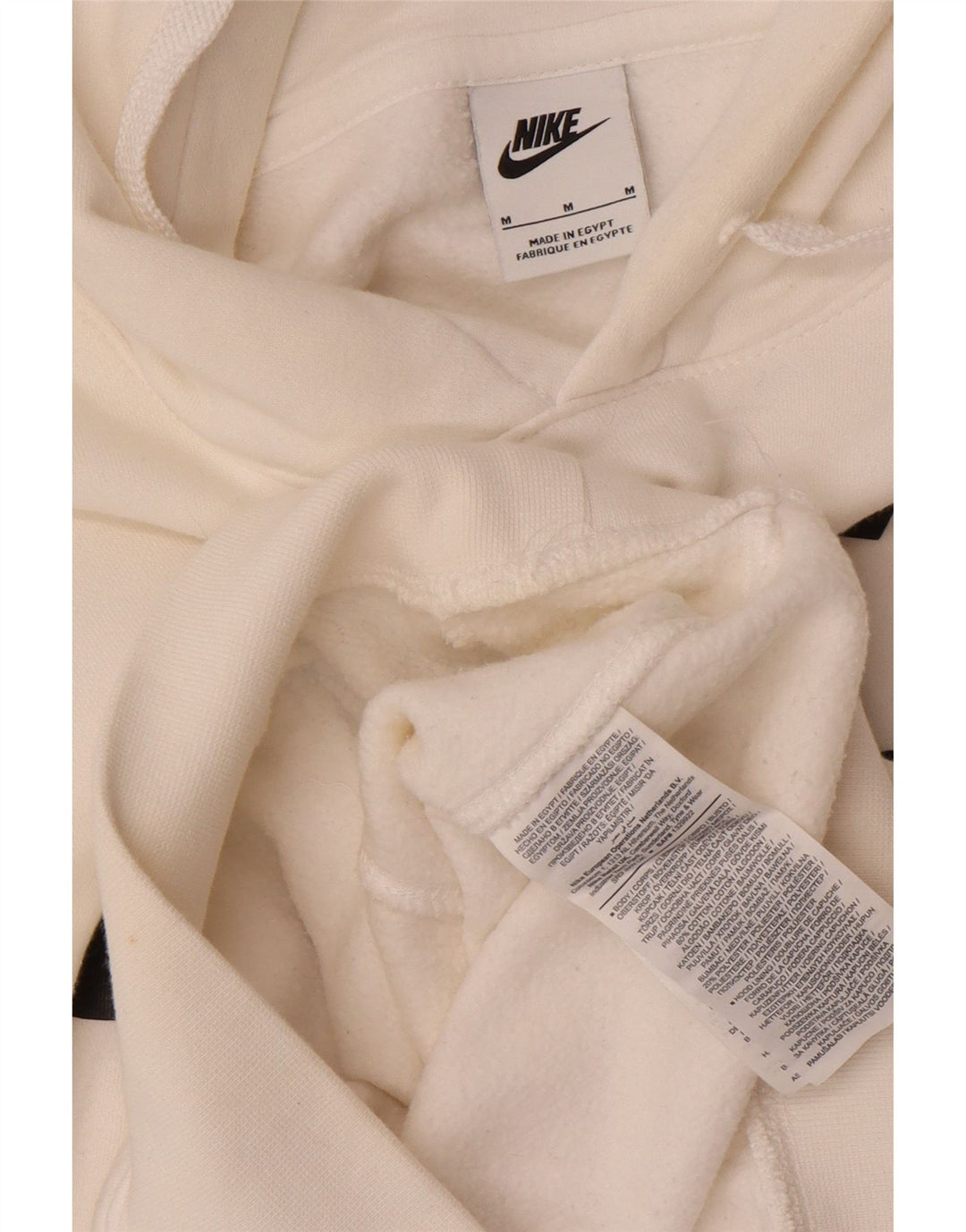 NIKE Mens Graphic Hoodie Jumper Medium White Cotton