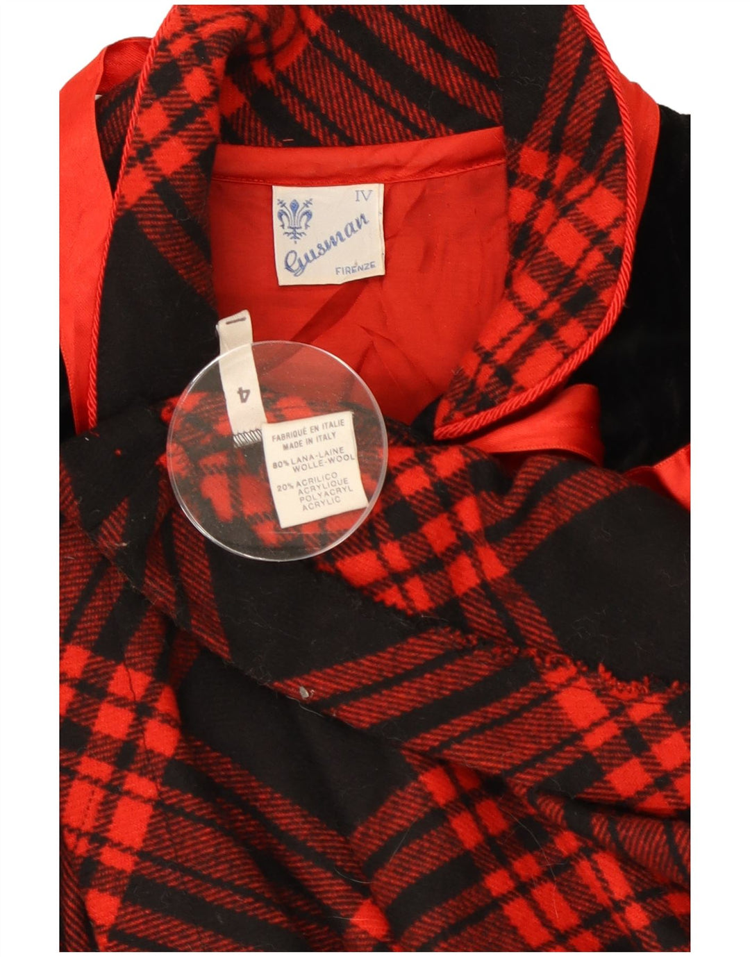 Vintage Womens Maxi Shirt Dress UK 14 Large Red Check Wool