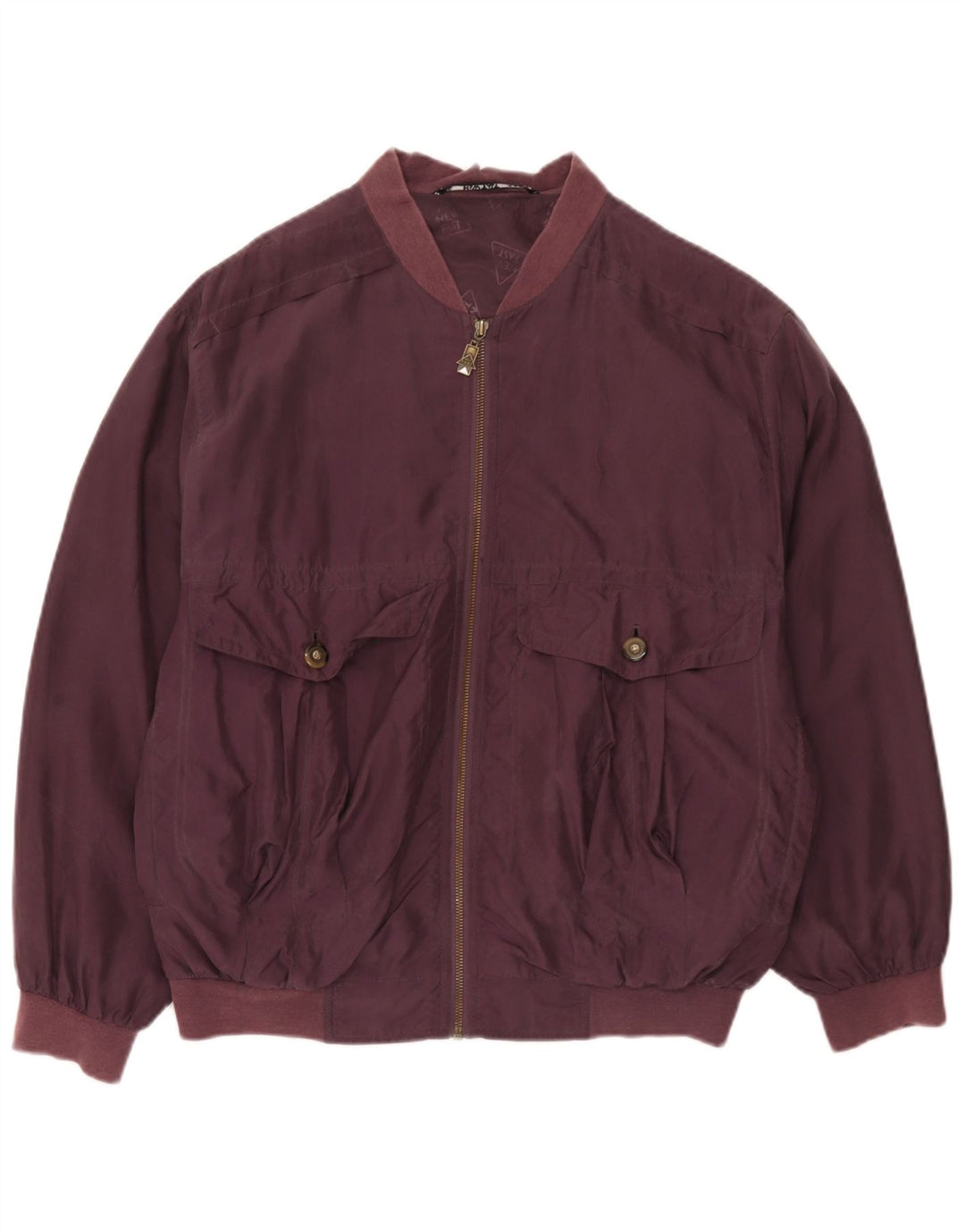 C&A Mens New Fast Bomber Jacket EU 44 2XL Burgundy Silk