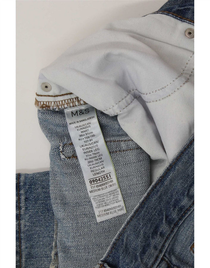 Marks & Spencer Mens Distressed Regular Straight Jeans W36 L31 Blue Cotton