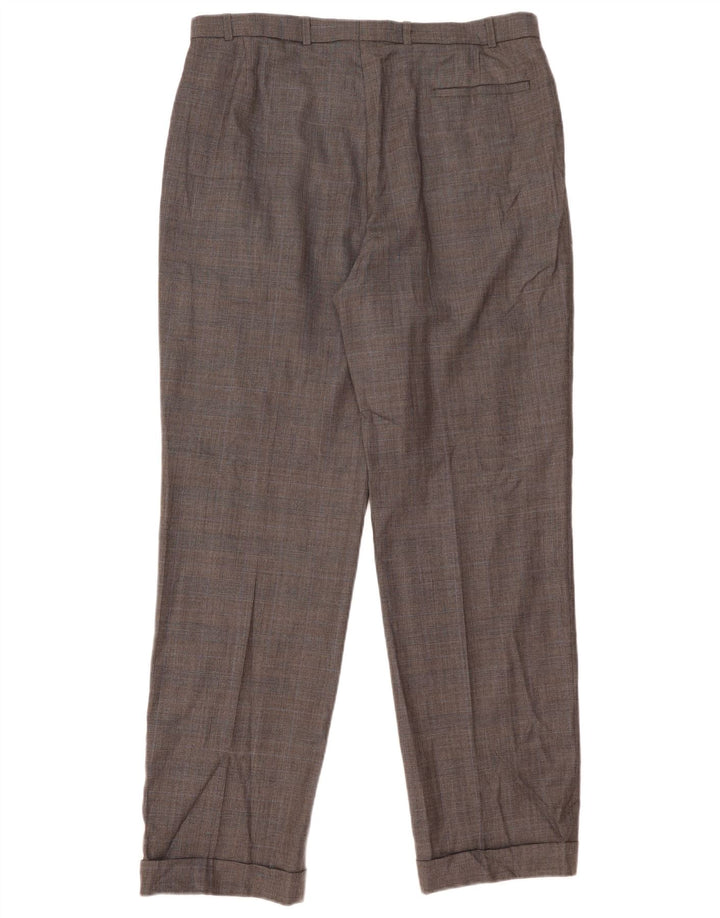 Marks & Spencer Mens Pegged Suit Trousers W38 L33 Grey Check New Wool