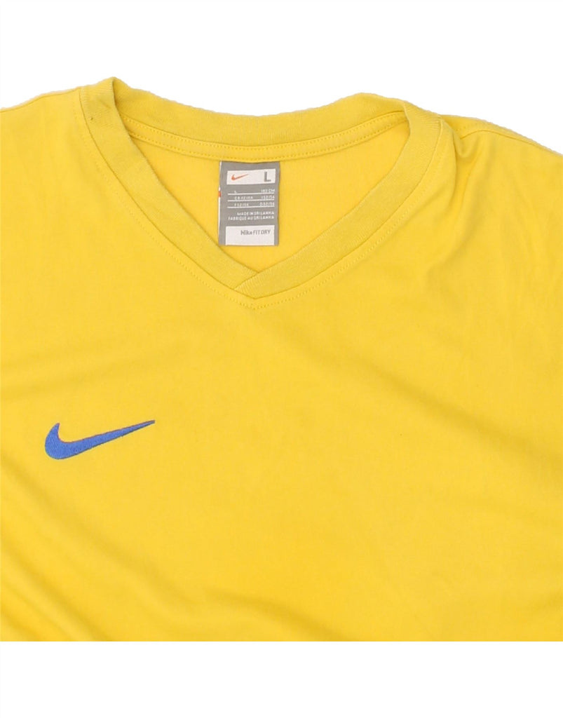 NIKE Mens T-Shirt Top UK 42/44 Large Yellow Colourblock Cotton | Vintage Nike | Thrift | Second-Hand Nike | Used Clothing | Messina Hembry 