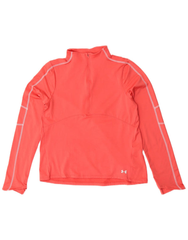 Under Armour Womens Zip Neck Pullover Tracksuit Top UK 12 Medium Pink