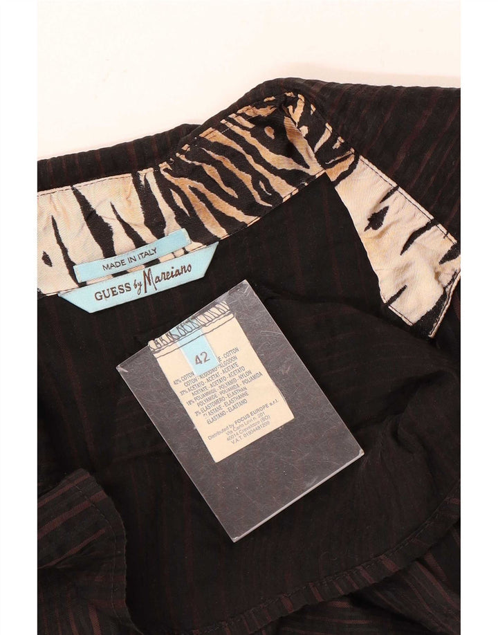 Guess By Marciano Womens Shirt IT 42 Medium Brown Striped