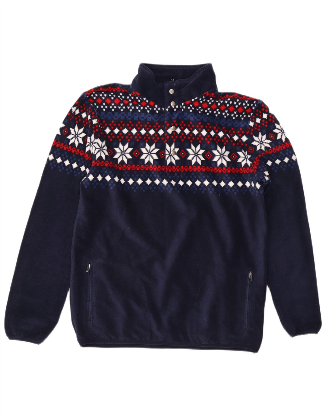 TCM Mens Zip Neck Pullover Tracksuit Top Medium Navy Blue Fair Isle