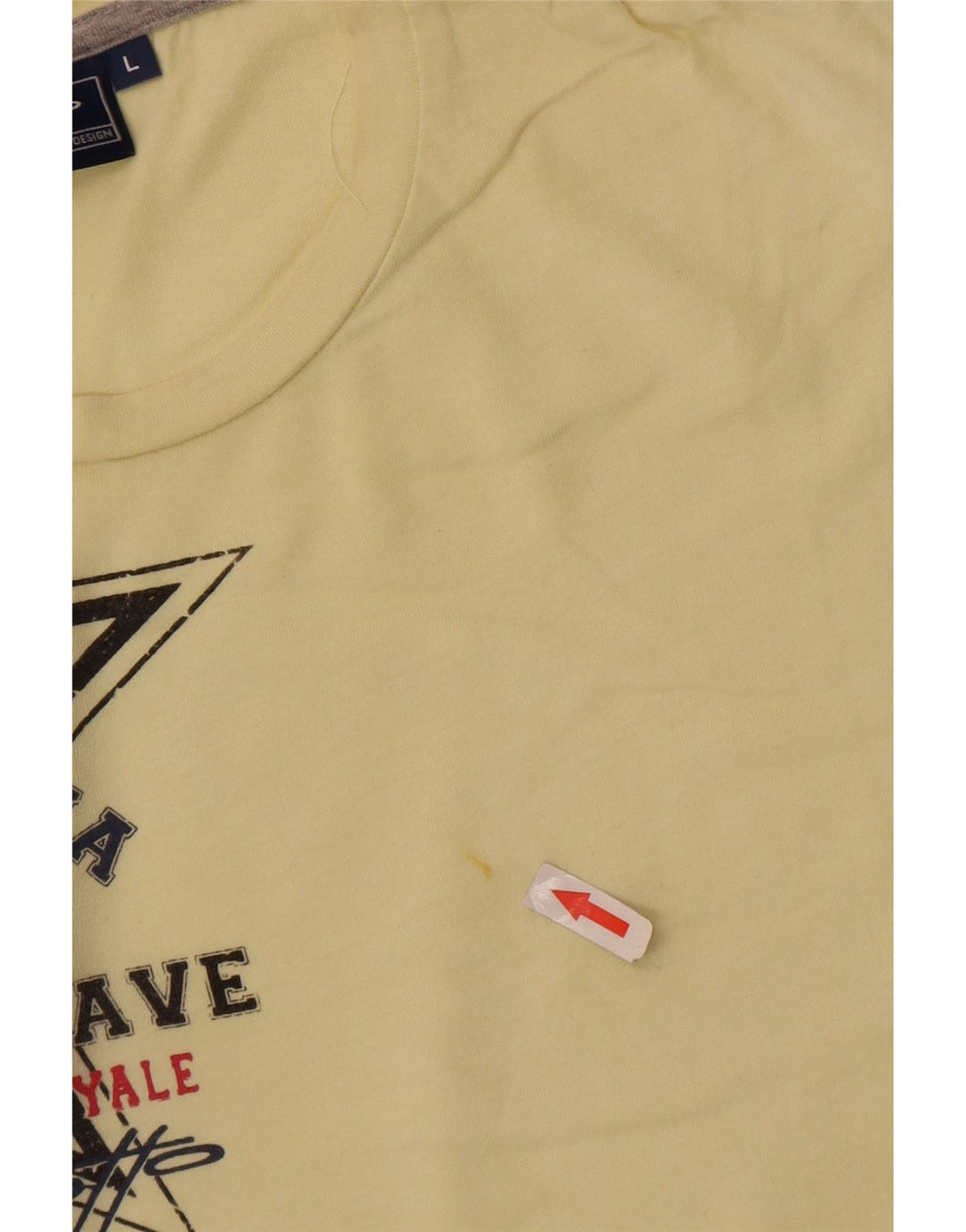Lotto Mens Graphic T-Shirt Top Large Yellow Cotton