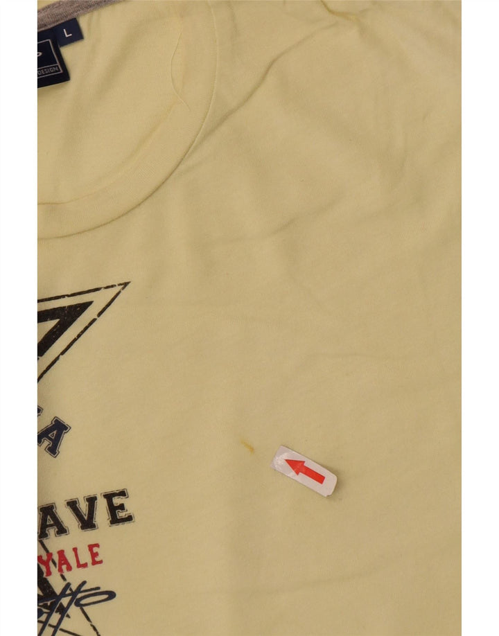 Lotto Mens Graphic T-Shirt Top Large Yellow Cotton