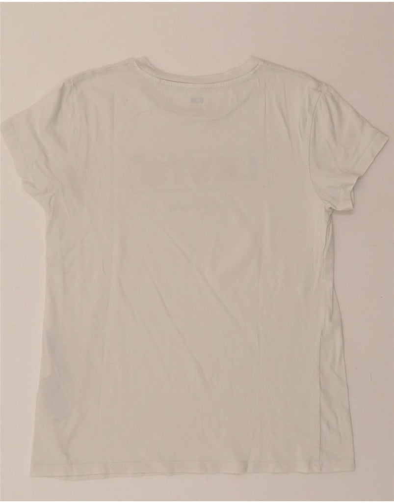 LEVI'S Womens Graphic T-Shirt Top UK 10 Small White Cotton Vintage Levi's and Second-Hand Levi's from Messina Hembry 