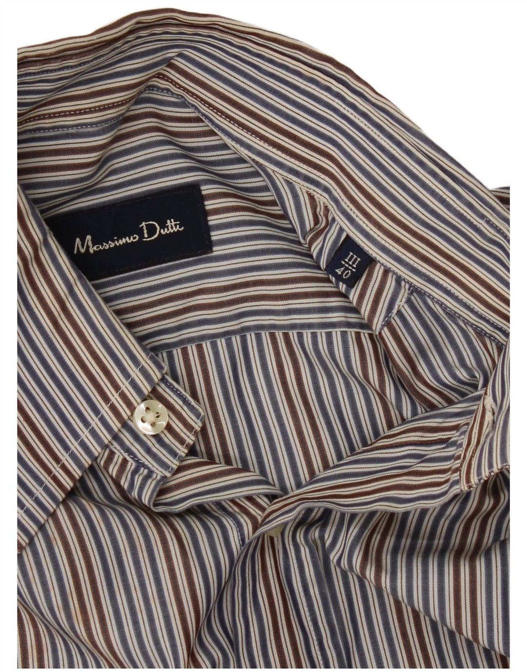 Massimo Dutti Mens Shirt Size 40 Medium Blue Striped