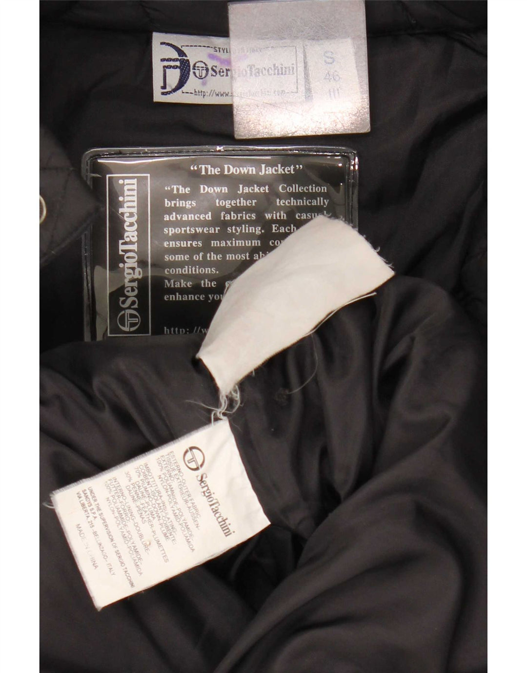 Sergio Tacchini Mens Padded Jacket IT 46 Small Black Polyamide