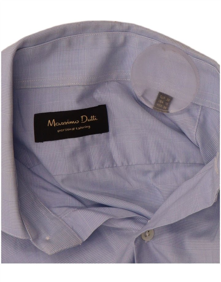 MASSIMO DUTTI Mens Shirt EU 38 Small Blue Check