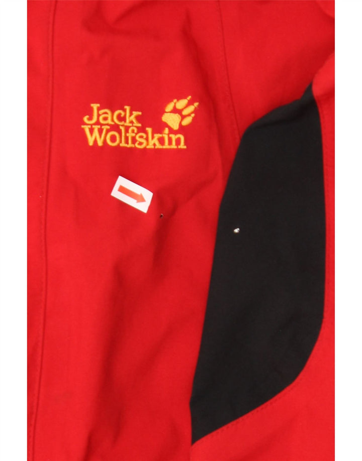 JACK WOLFSKIN Mens Hooded Windbreaker Jacket UK 34 Small Red Colourblock Vintage Jack Wolfskin and Second-Hand Jack Wolfskin from Messina Hembry 