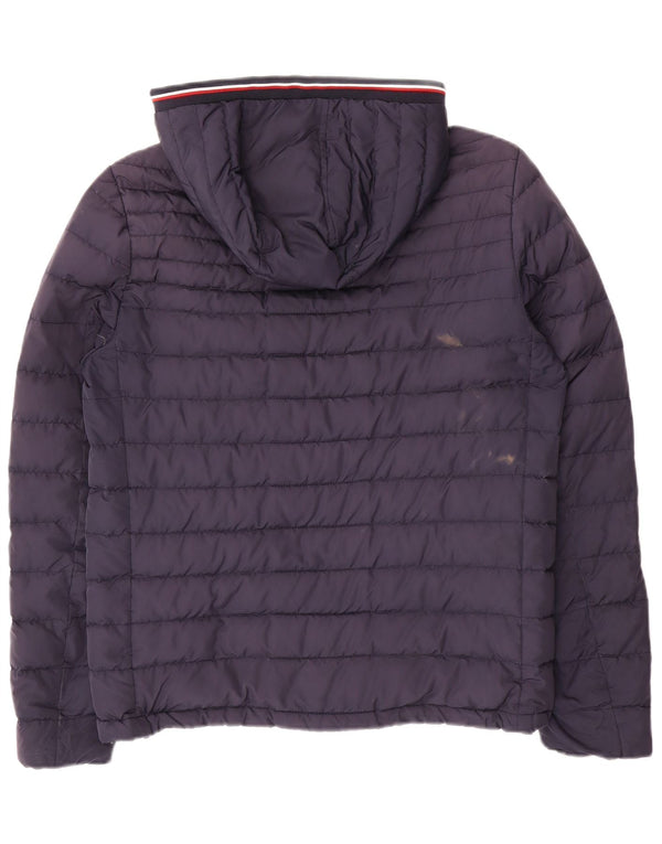 Tommy Hilfiger Mens Hooded Padded Jacket UK 36 Small Navy Blue Polyester