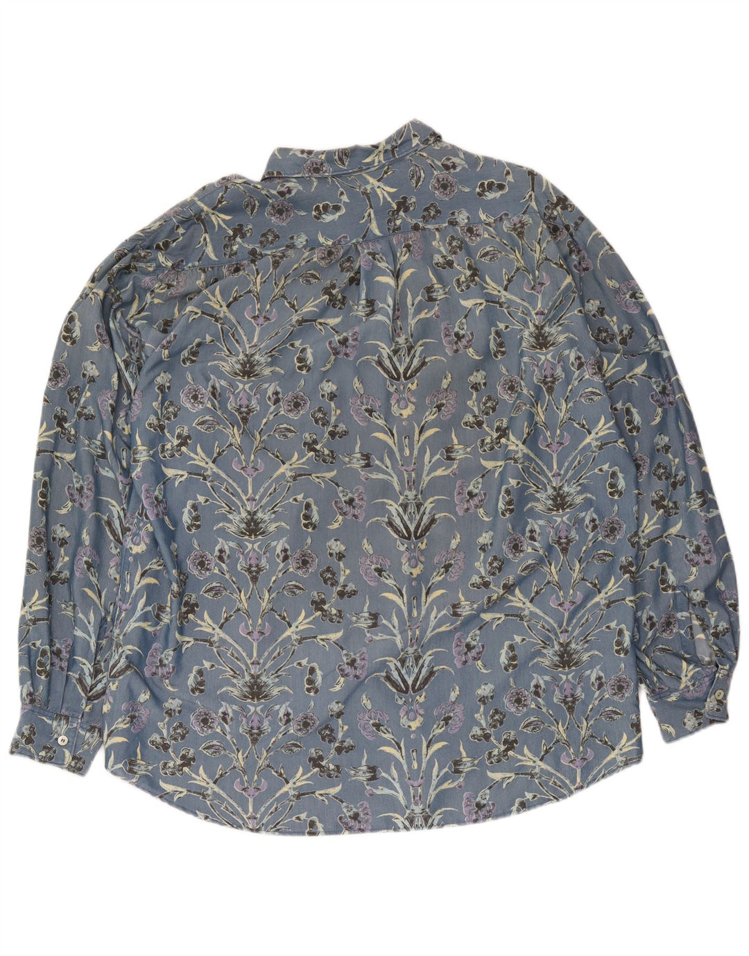 Vintage Mens Shirt XL Blue Floral Cotton