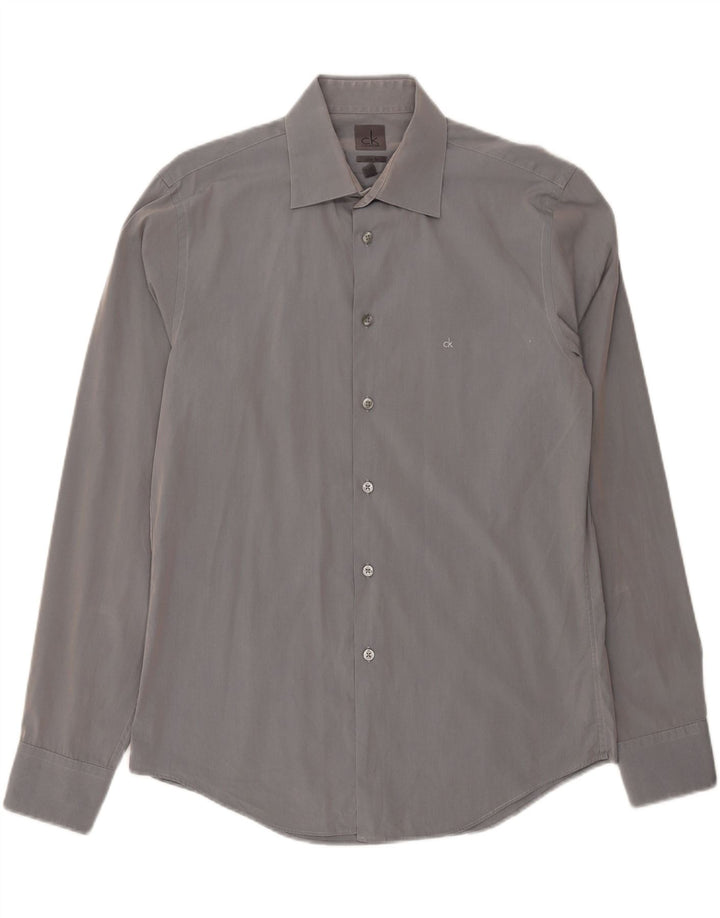 CALVIN KLEIN Mens Slim Fit Shirt Size 40 15 3/4 Medium Grey Cotton Vintage Calvin Klein and Second-Hand Calvin Klein from Messina Hembry 