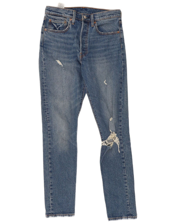 Levi's Womens 501 Distressed Slim Jeans W27 L30 Blue Cotton