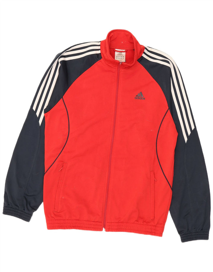 Adidas Mens Tracksuit Top Jacket UK 38/40 Medium Red Colourblock Polyester