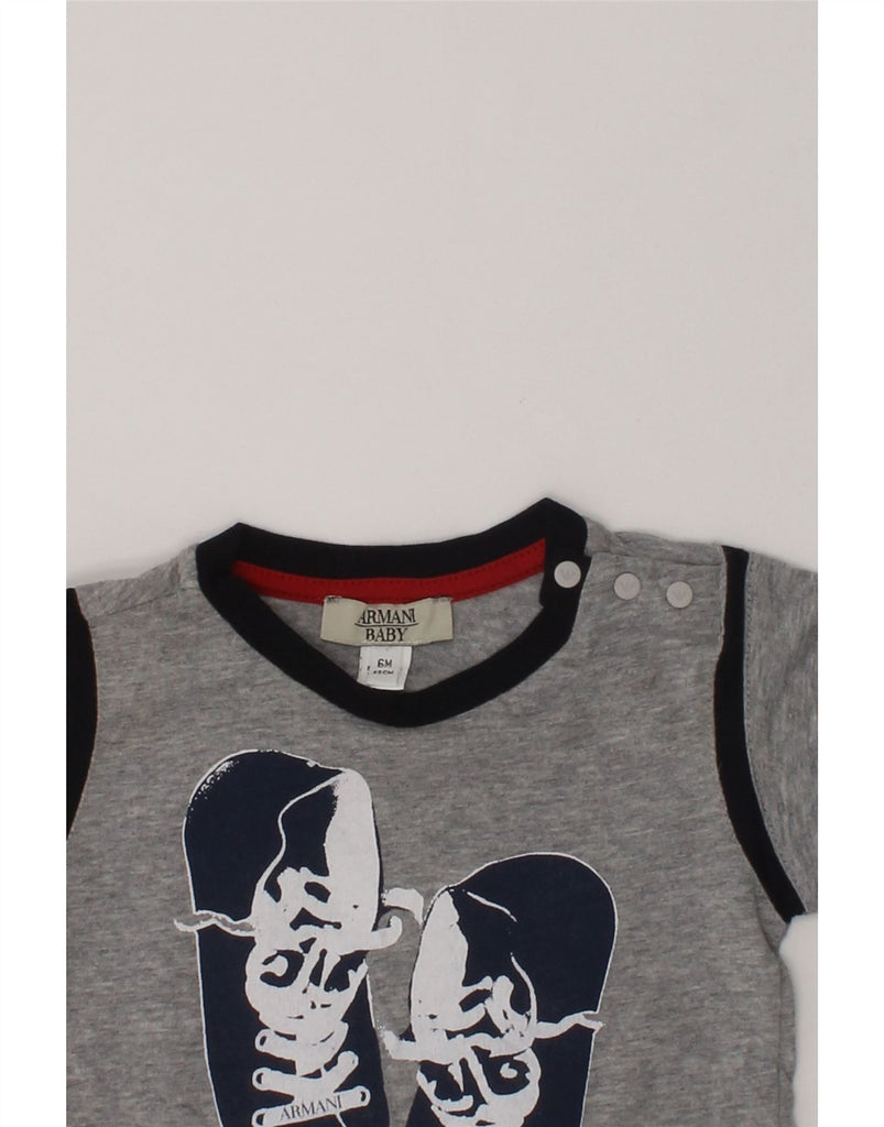 ARMANI BABY Baby Boys Graphic T-Shirt Top 3-6 Months Grey | Vintage Armani Baby | Thrift | Second-Hand Armani Baby | Used Clothing | Messina Hembry 