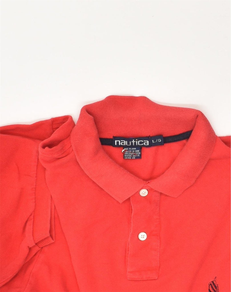 NAUTICA Mens Polo Shirt Large Red Cotton | Vintage Nautica | Thrift | Second-Hand Nautica | Used Clothing | Messina Hembry 