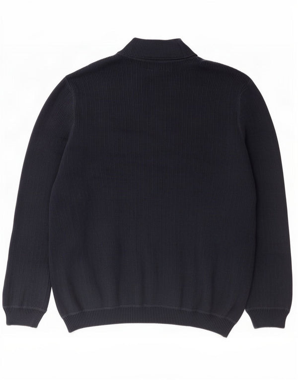Eddie Bauer Mens Zip Neck Jumper Sweater 2XL Navy Blue Cotton
