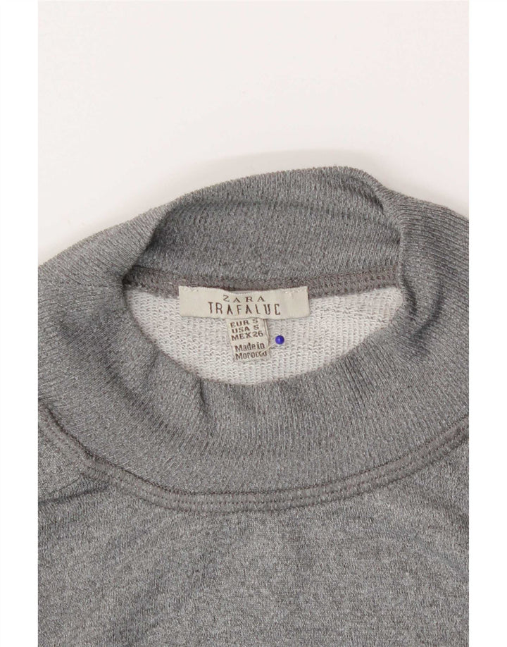Zara Womens Graphic Oversized Sweatshirt Jumper UK 10 Small Grey