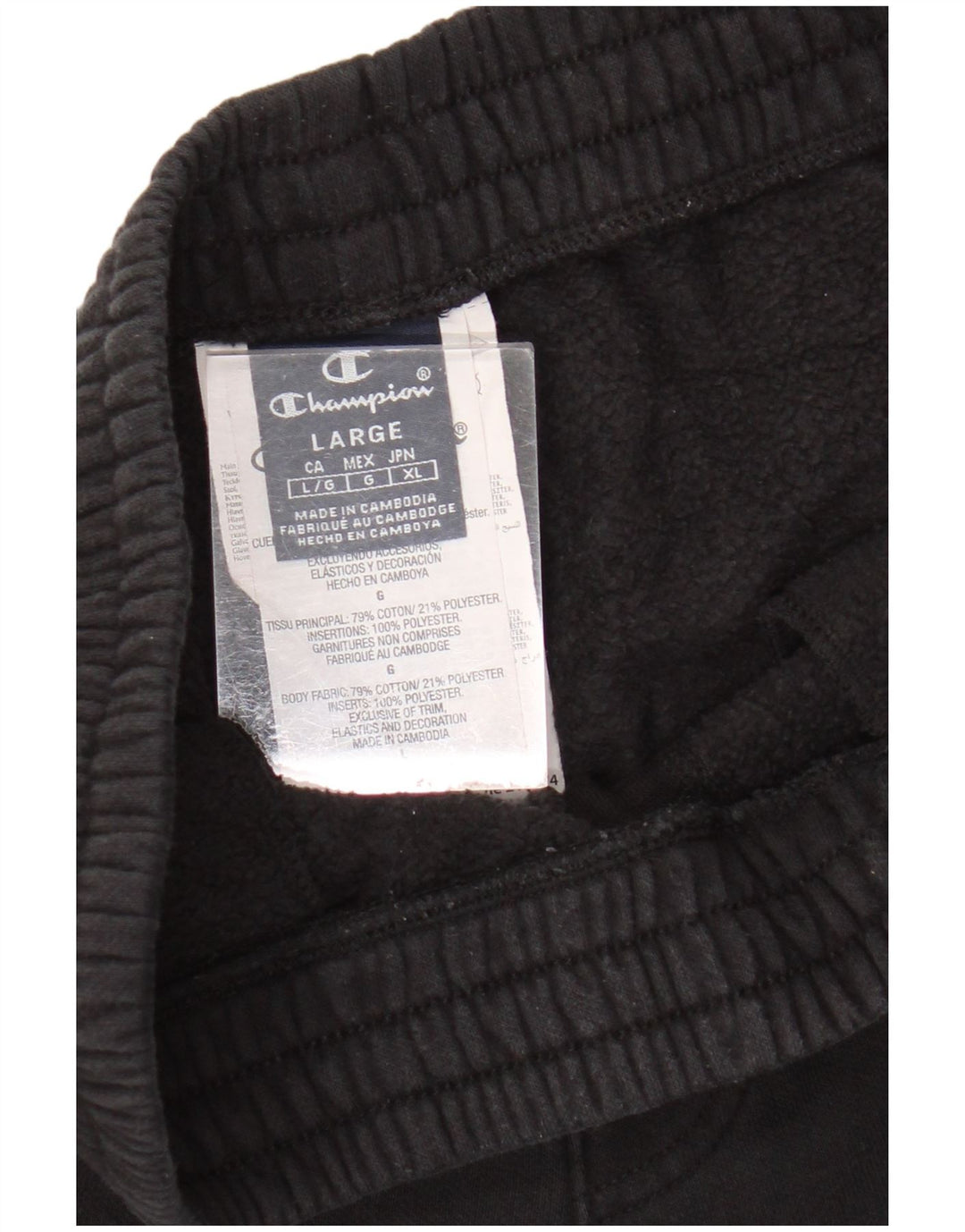 CHAMPION Mens Graphic Tracksuit Trousers Joggers Large Black Colourblock