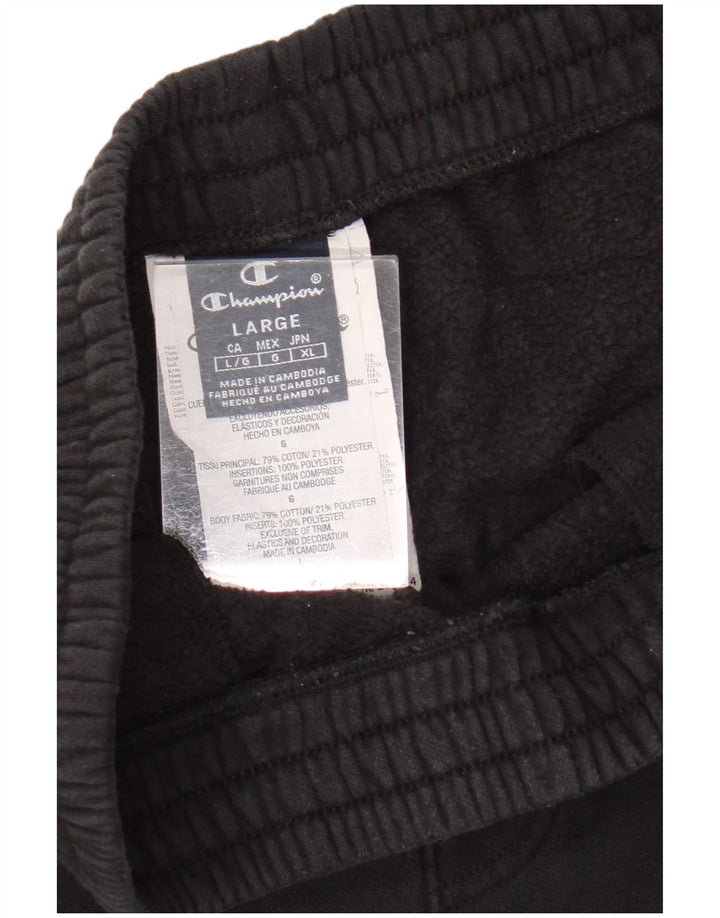 CHAMPION Mens Graphic Tracksuit Trousers Joggers Large Black Colourblock