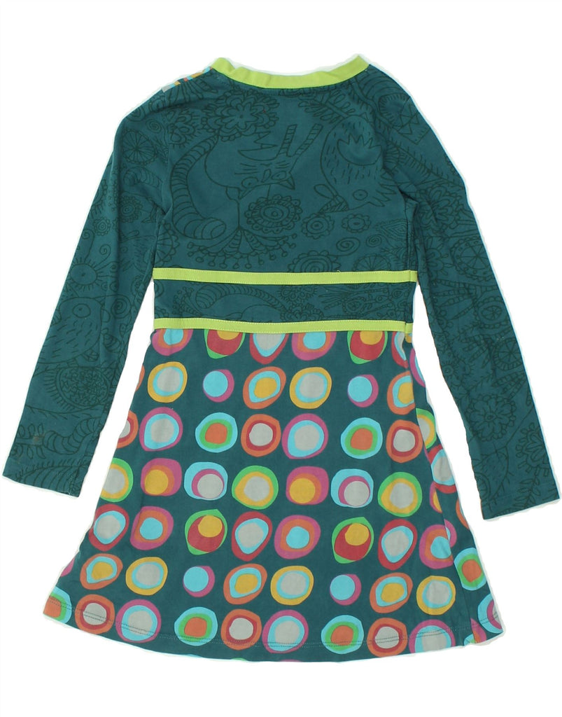 DESIGUAL Girls Long Sleeve Basic Dress 5-6 Years Green Patchwork Cotton | Vintage Desigual | Thrift | Second-Hand Desigual | Used Clothing | Messina Hembry 