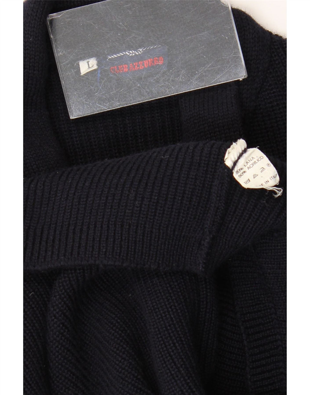 Azzurro Mens Cardigan Sweater Large Navy Blue Wool