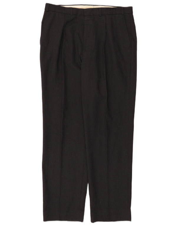 Marks & Spencer Mens Pegged Suit Trousers W36 L33 Black Pinstripe Polyester