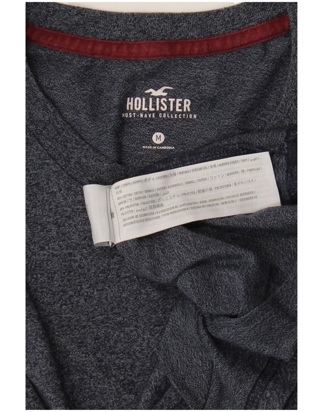 Hollister Mens T-Shirt Top Medium Navy Blue Flecked Cotton
