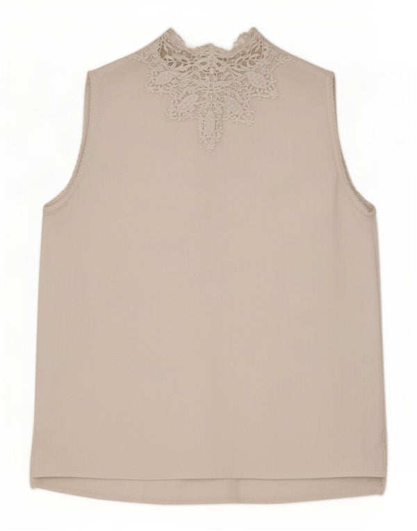 Zara Womens Sleeveless Blouse Top UK 10 Small White Floral Linen