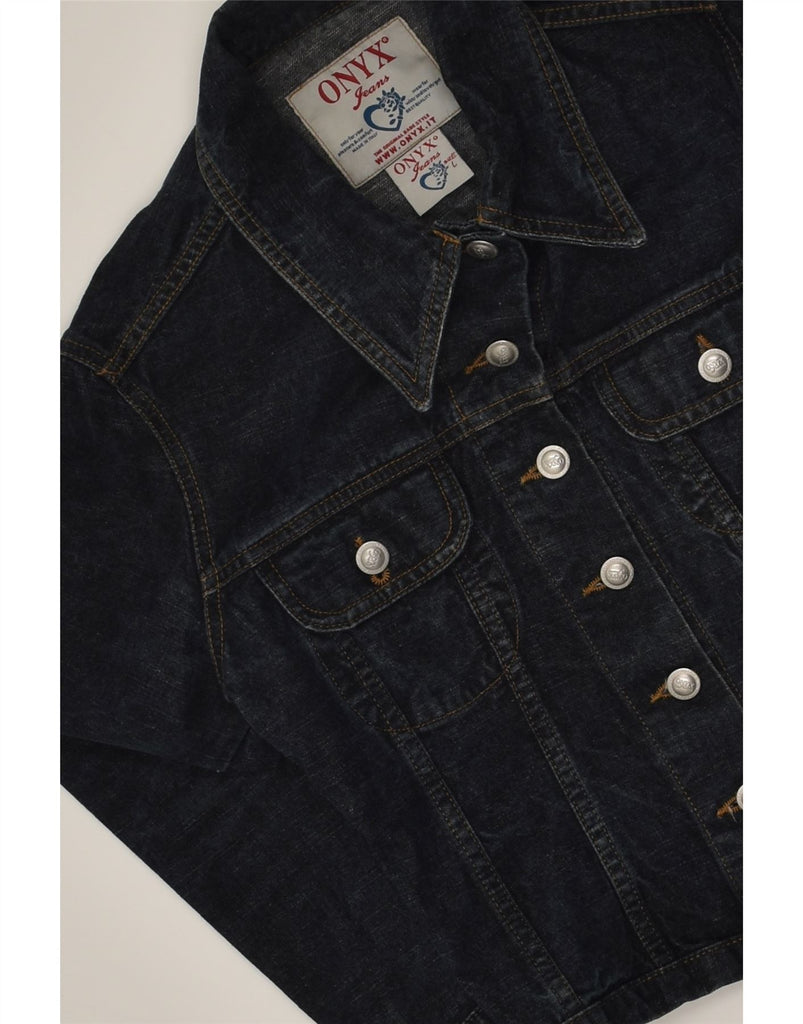ONYX Girls Denim Jacket 12-13 Years Large Navy Blue Cotton | Vintage Onyx | Thrift | Second-Hand Onyx | Used Clothing | Messina Hembry 