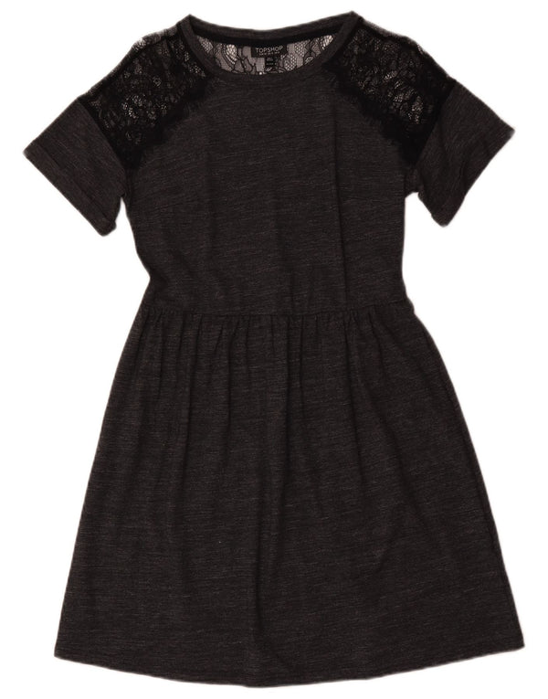 Topshop Womens A-Line Dress UK 8 Small  Grey Flecked Cotton