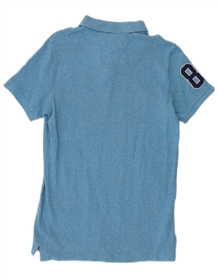 Superdry Mens Graphic Polo Shirt Large Blue Flecked Cotton