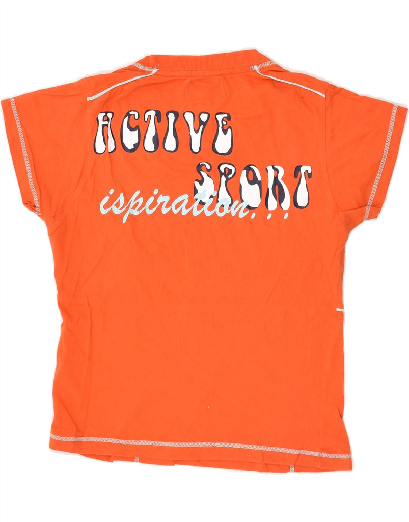 SERGIO TACCHINI Womens Crop Graphic T-Shirt Top UK 10 Small Orange Cotton | Vintage Sergio Tacchini | Thrift | Second-Hand Sergio Tacchini | Used Clothing | Messina Hembry 
