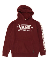 VANS Boys Graphic Hoodie Jumper 10-11 Years Medium Burgundy Cotton