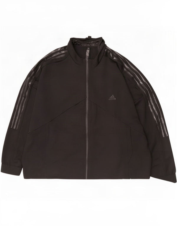 Adidas Mens Graphic Tracksuit Top Jacket 2XL Black Polyester