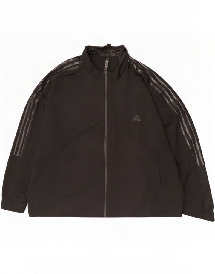 Adidas Mens Graphic Tracksuit Top Jacket 2XL Black Polyester