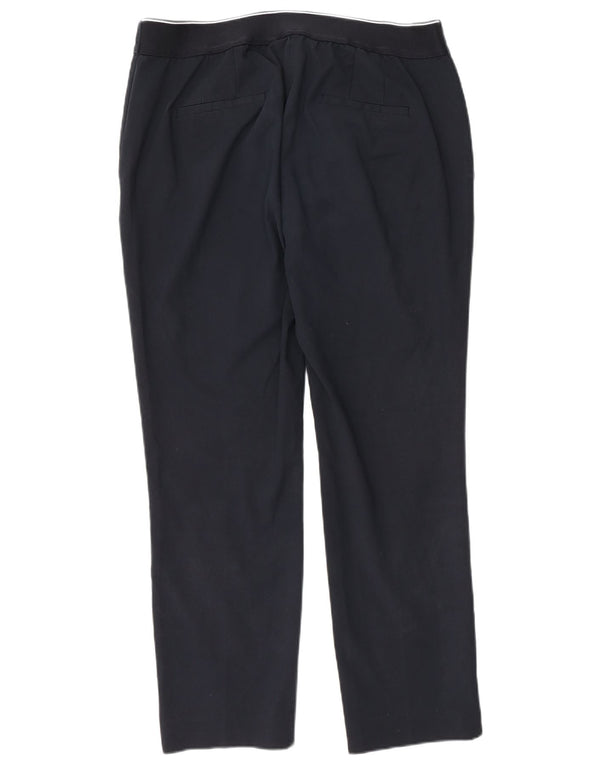 Zara Womens High Waist Straight Chino Trousers XL W32 L27 Navy Blue Cotton