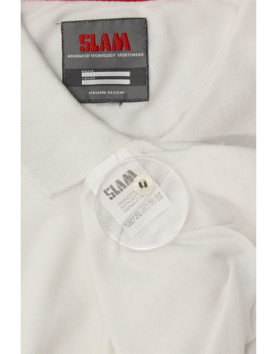 SLAM Mens Polo Shirt Medium White Colourblock Cotton