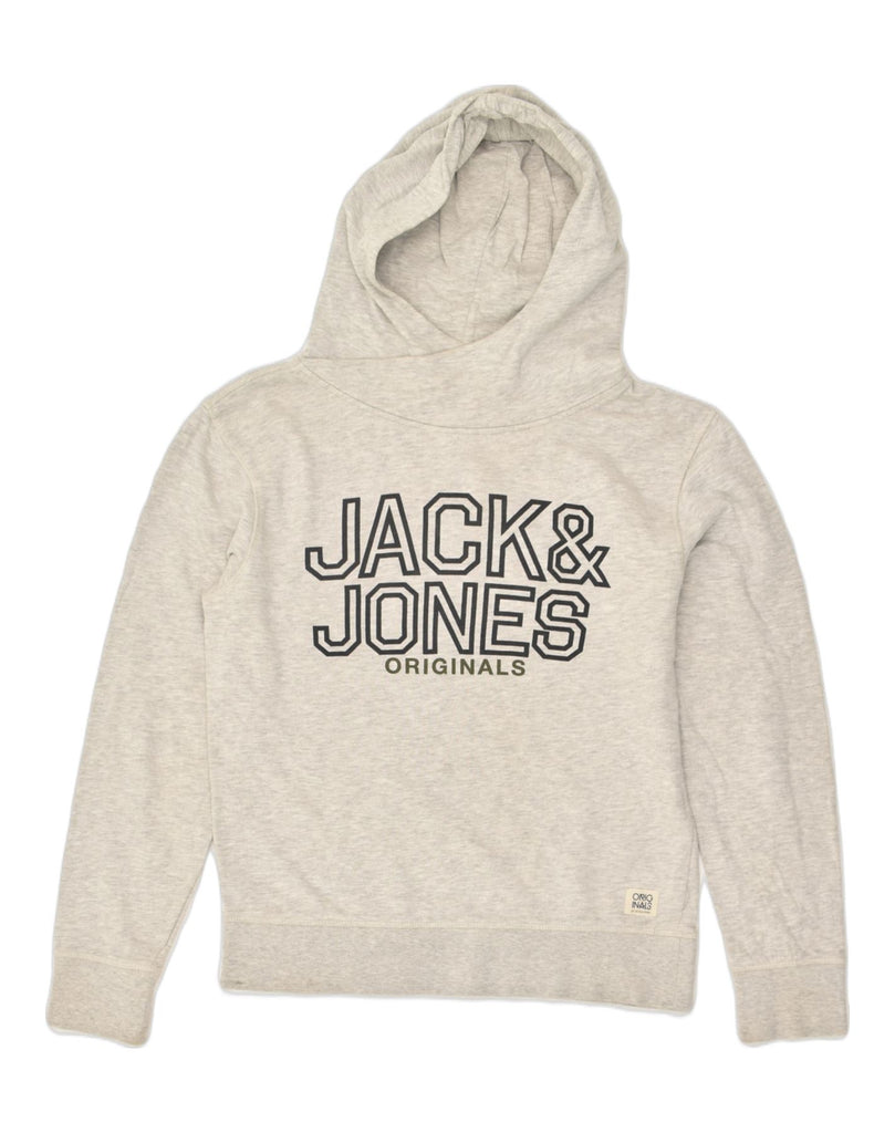 JACK & JONES Mens Graphic Hoodie Jumper Medium Grey Cotton | Vintage Jack & Jones | Thrift | Second-Hand Jack & Jones | Used Clothing | Messina Hembry 