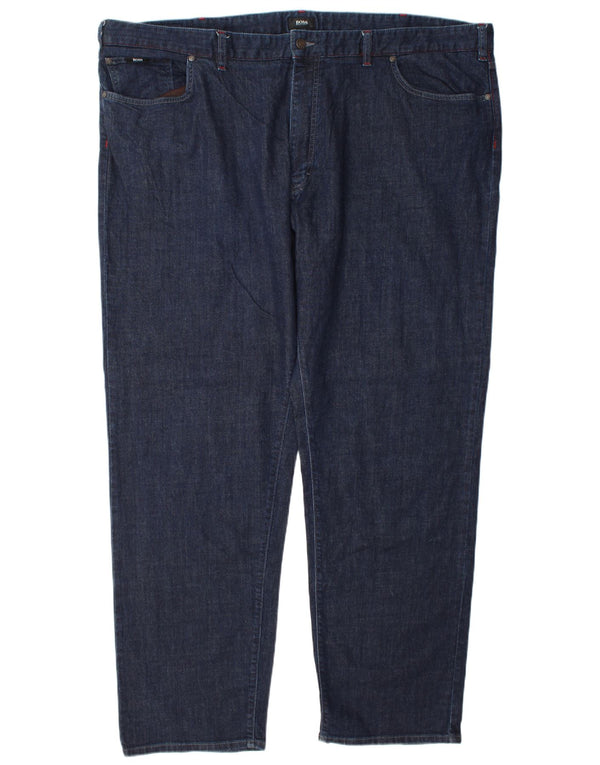 Hugo Boss Mens Straight Jeans W48 L34 Navy Blue Cotton