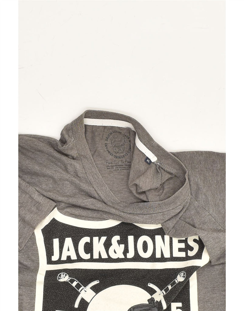 JACK & JONES Mens Slim Graphic T-Shirt Top XL Grey Polyester | Vintage Jack & Jones | Thrift | Second-Hand Jack & Jones | Used Clothing | Messina Hembry 