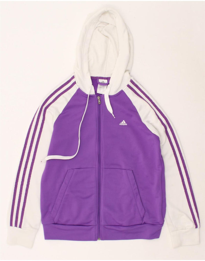 ADIDAS Womens Climalite Zip Hoodie Sweater UK 12/14 Medium Purple | Vintage Adidas | Thrift | Second-Hand Adidas | Used Clothing | Messina Hembry 