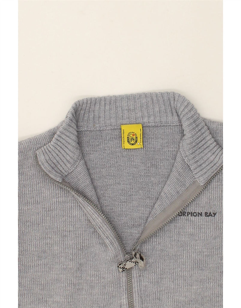 SCORPION BAY Boys Graphic Cardigan Sweater 10-11 Years Grey Acrylic | Vintage Scorpion Bay | Thrift | Second-Hand Scorpion Bay | Used Clothing | Messina Hembry 