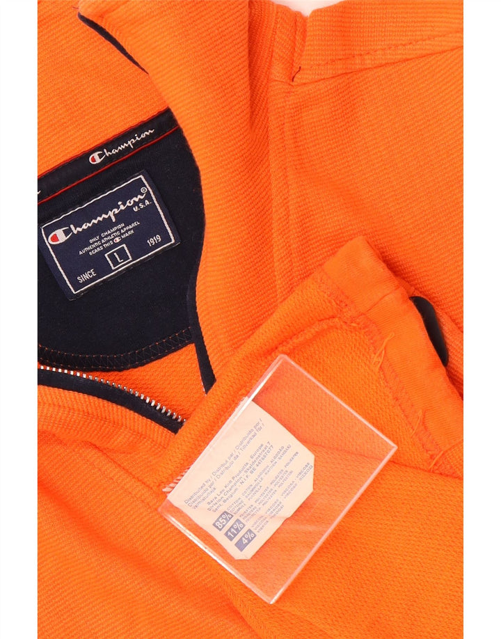 Champion Mens Zip Neck Sweatshirt Jumper Large Orange Cotton