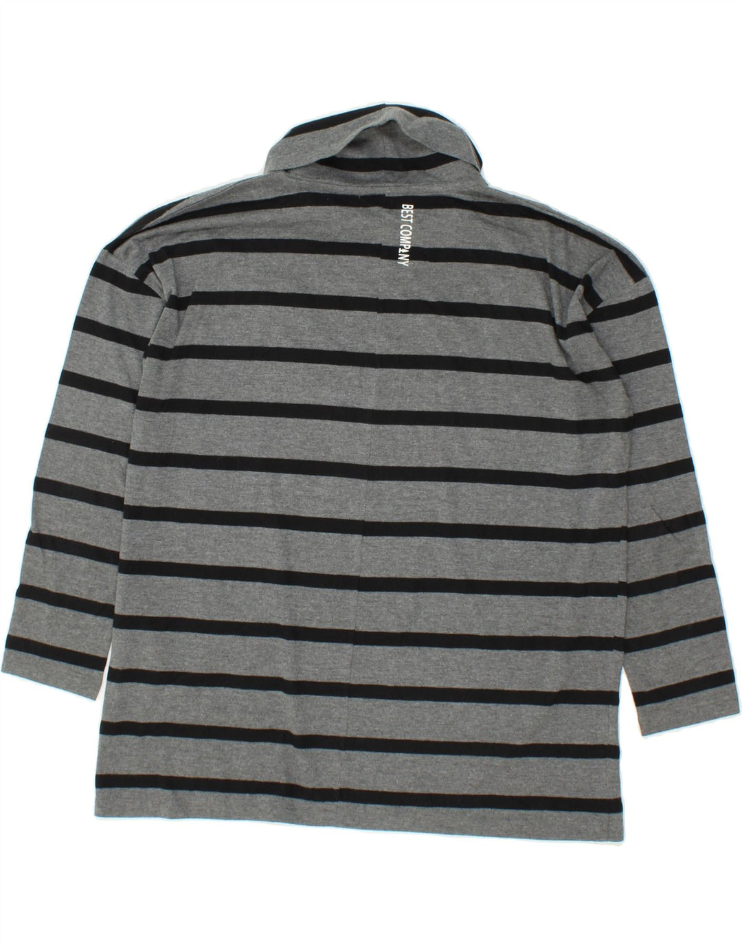 BEST COMPANY Womens Oversized Top Long Sleeve UK 16 Large Grey Striped Vintage Best Company and Second-Hand Best Company from Messina Hembry 
