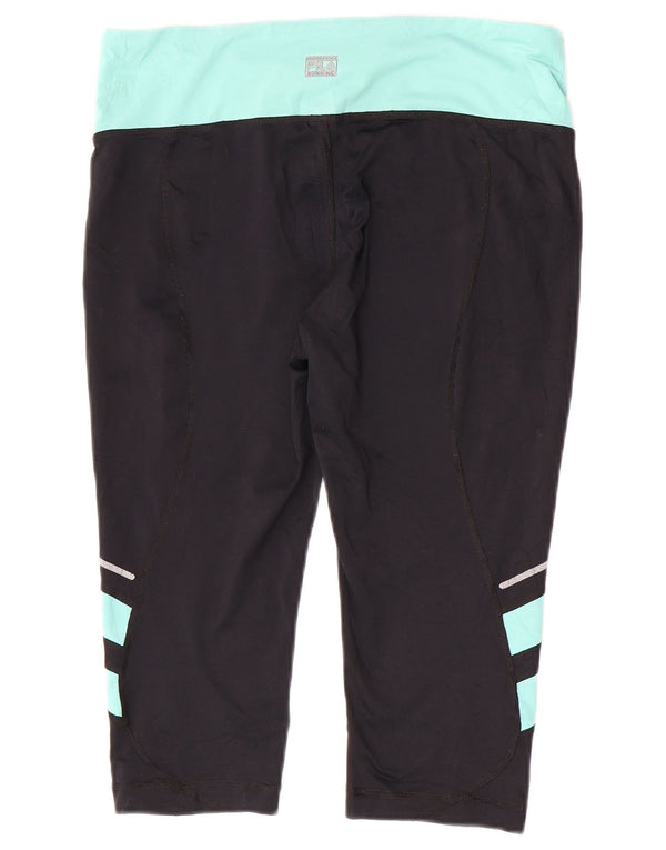 Fila Womens Capri Leggings UK 12 Medium  Black Colourblock