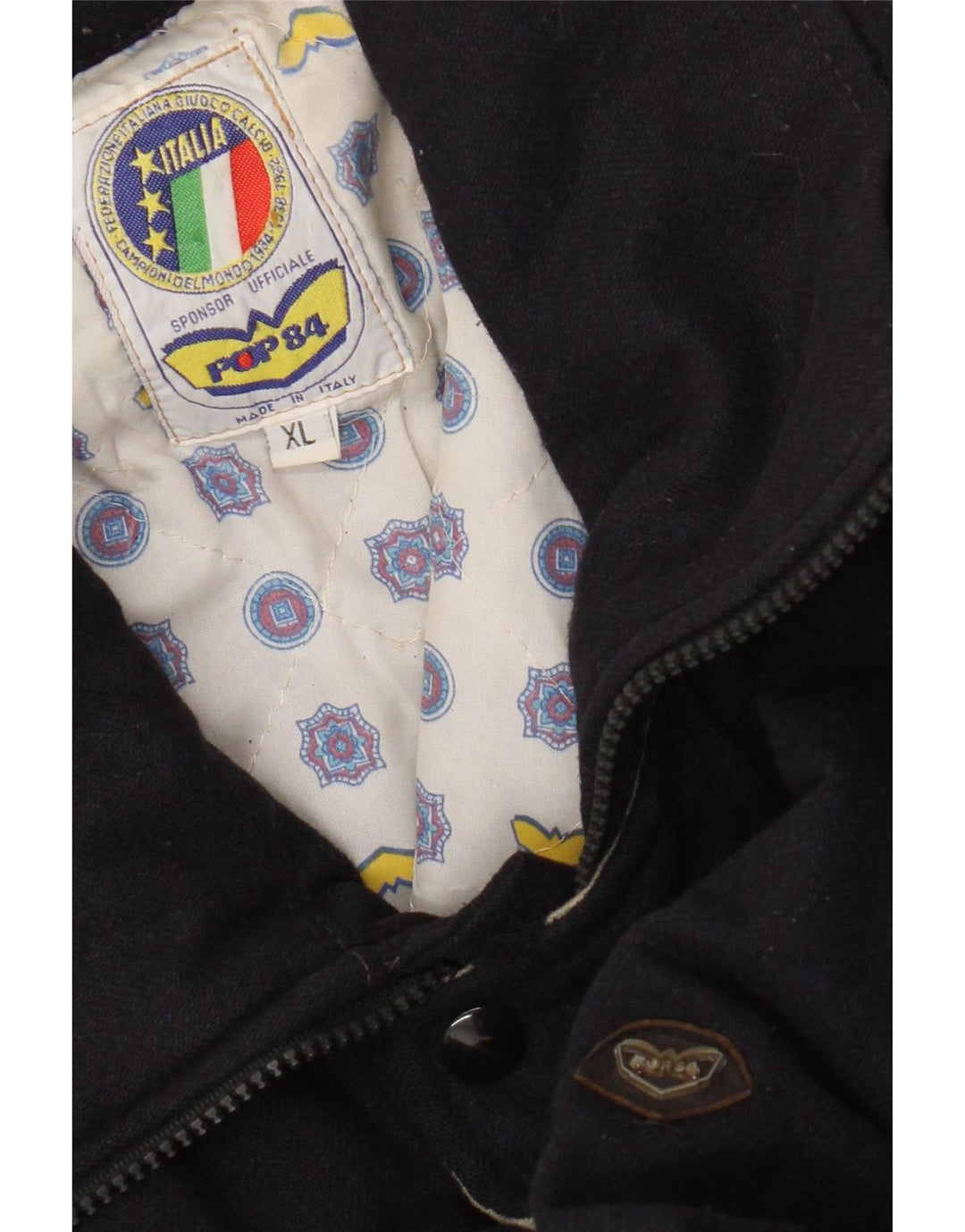 POP 84 Mens Bomber Jacket UK 42 XL Navy Blue Wool